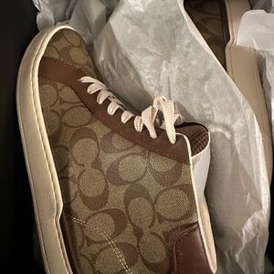 Brown Coach High-Top Sneakers